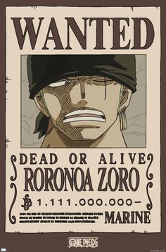 the wanted poster for one piece's upcoming film, dead or alive? rorona zoroo