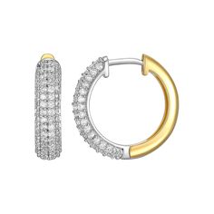 Find your perfect style with these 18k gold over sterling silver 1 carat T.W. diamond hoop earrings. Click on this JEWELRY & WATCHES GUIDE to learn about fit, styles, materials and more! Find your perfect style with these 18k gold over sterling silver 1 carat T.W. diamond hoop earrings. Click on this JEWELRY & WATCHES GUIDE to learn about fit, styles, materials and more! FEATURES Dimensions: 18 mm x 4.3 mm Backings: click-it Nickel free Metal: sterling silver Plating: 18k gold Finish: polished P Diamond Hoop Earrings, Perfect Style, Micro Pave, 1 Carat, Gold Finish, Your Perfect, Jewelry Watches, 18k Gold, Gold Tones