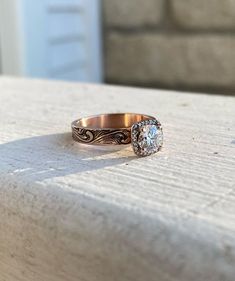 a close up of a ring on a table