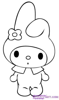 a drawing of a cartoon character with a flower on her head