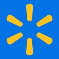 a blue and yellow walmart logo on a blue background