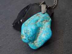 raw turquoise pendant silver, mens turquoise necklace, turquoise nugget pendant, big mens pendant, anniversary gift for him Fathers Day gift Raw Turquoise, Anniversary Gift For Him, Necklace Turquoise, Unique Wedding Gifts, Sleeping Beauty Turquoise, Copper Rings, Mens Pendant, Anniversary Gifts For Him, Men's Necklace