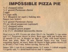 an old recipe for impossible pizza pie