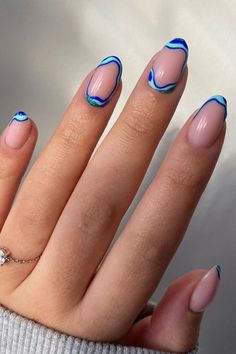 Blue Swirl Pisces nails Pisces Inspired Nails, Pices Zodiac Nail Art, Piceses Nails