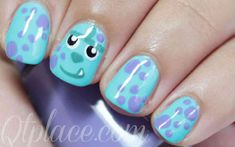 Sully Nails, Monster Inc Sully, Smiley Nails, Monster Inc, Colorful Nails