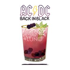 the back in black cocktail is garnished with berries