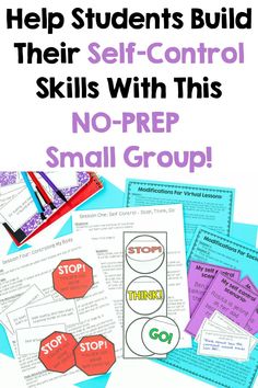 the help students build their self - control skills with this no prep small group book