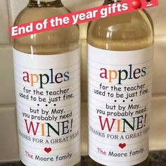 two bottles of apple cider wine with the caption end of the year gifts