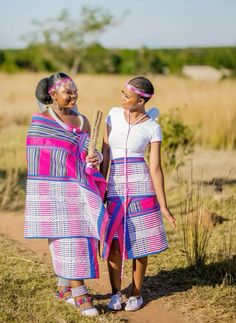 Venda bride and bridesmaid || Munwenda Venda Bride, Africa Tribes, African Outfits, African Print Skirt, African Inspired Clothing