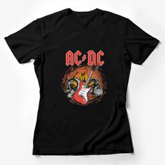 AC/DC Band T-Shirt Vintage Rock Music Tee, Classic Rock Guitar Red and Black Design Shirt Female T-Shirt Custom graphic T-Shirt.Customize your color Rocker T-shirt With Band Logo, Rock And Roll Cotton T-shirt With Band Logo, Cotton Rock And Roll T-shirt With Band Logo, Rock Style Crew Neck T-shirt With Screen Print, Rock And Roll Crew Neck T-shirt With Screen Print, Rock Style T-shirt With Band Logo For Music Festivals, Rock And Roll Screen Print Crew Neck T-shirt, Black Band Merch T-shirt With Logo, Band Merch T-shirt With Logo For Concert