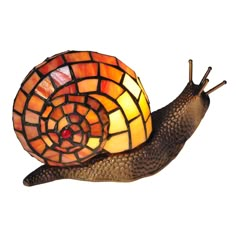 a close up of a snail lamp on a white background