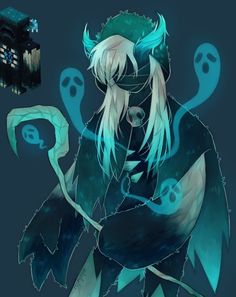 an anime character with long white hair and blue eyes holding a black object in his hands