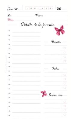 a printable planner with pink flowers on the side and words in spanish that read,