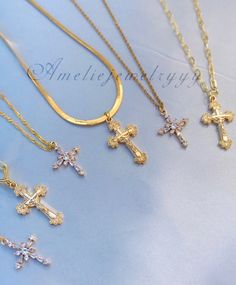 "❤︎ Gold FILLED Cross Necklace, Gold Rosary Cross, Dainty Crystal Cross, Religious Necklace, Unisex Cross, Birthday Gift❤︎ - For purchasing the CROSS EARRINGS please use this link: https://www.etsy.com/listing/982945789/gold-cross-hoop-earrings-crystal-cross?ref=shop_home_active_1&pro=1&frs=1 ----------------------------------------------------------------------------------------------------------------------------- ...A B O U T...T H I S...I T E M... ~~Lead-free and Nickel-free. ~~ 100% Gold Adjustable Minimalist Cross Necklace, Gold Cross Necklace With Delicate Chain For Everyday, Gold Dainty Cross Necklace With Adjustable Chain, Everyday Gold Cross Necklace With Delicate Chain, Dainty Gold Crucifix Jewelry, Gold Cross Charm Necklace Gold-plated, Gold Pendant Cross Necklace With Clavicle Chain, Gold Plated Cross Charm Necklace, Gold Cross Charm Necklace In Gold Plated