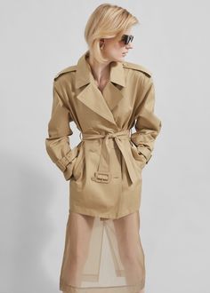 Raleigh Trench Coat - Beige Statement Coat, The Frankie Shop, Frankie Shop, Cotton Blend Fabric, Pocket Belt, Winter Style, Welt Pockets, Welt Pocket, Workout Shorts