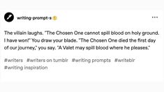 a twitter post with the caption'writing propps'written in cursive font