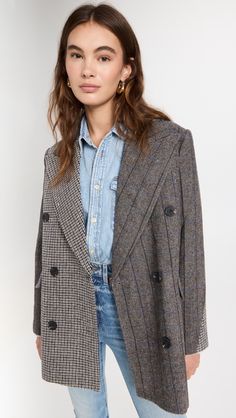 Fast Free Shipping & Free Returns on Avec Les Filles Mixed Plaid Double Breasted Blazer at Shopbop. Shop new arrivals from Avec Les Filles at Shopbop.com Plaid Blazer Outfit, Nyc Fall Outfits, Outfits Nyc, Nyc Girl, Blazer Outfit, French Girls, Sports Blazer, Fashion People, Nyc Fashion