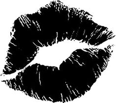 a black and white photo of a lipstick with the words, black kiss on it