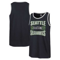 Stay cooler on sunny Seattle Seahawks game days in this Upload Franklin tank top. Made by '47, its contrasting trim highlights the team graphics printed in a vintage design for a throwback look. Breathable fabric keeps you comfortable in this Seattle Seahawks tank. Seahawks Game Day, Top Colleges, Contrasting Trim, Seattle Seahawks, Vintage Design, Vintage Designs, Breathable Fabric, Seattle, Inside Out