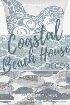 the coastal beach house decor is featured on this pillow cover and it has an ocean theme