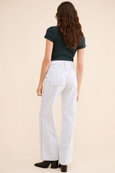 Rent Gisele Wide Leg Jeans from Nuuly. Pick 6 items for $98/month. Free shipping + returns. Chic Striped High Rise Pants, Chic High Rise Striped Pants, Elegant High Rise Bottoms For Day Out, Denim Looks, Wide Leg Jeans, Leg Jeans, Wide Leg, Free Shipping, Water