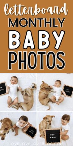 Collage of monthly baby photos with a baby boy and letterboard. Baby Milestone Photos, Cute Phrases