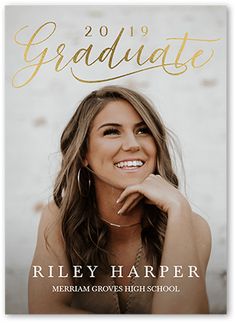 a graduation card with the words graduate and a smiling woman