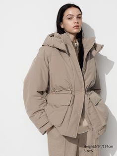 Hybrid Down Coat | UNIQLO US Beige Parka, Uniqlo Outfit, Turtleneck Fashion, Smart Casual Wardrobe, Parka Women, Wool Coat Women, Work Suits, Oversized Jacket, Denim Jacket Women