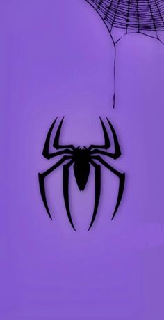 a spider - man logo on a purple background with an umbrella in the foreground