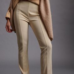 Brand New, Never Worn - Sleek And Sophisticated, These Trousers Feature A Front Seam For A Thoughtful, Contemporary Flourish. Care & Content Polyester, Elastane Front Seam Slit Hem Pull-On Styling Hem Pants, How To Hem Pants, Jumpsuit Trousers, Pants Color, Pant Jumpsuit, Khaki Pants, Anthropologie, Pants For Women, Sleek