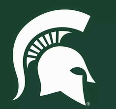 the michigan state spartan logo on a green background