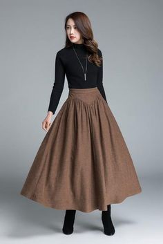 womnes skirts, maxi wool skirt for winter 1642 – xiaolizi 40s Mode, Skirts Winter, Long Wool Skirt, Warm Skirts, Designer Skirt, Skirt Winter, Mode Retro, Skirt Diy, Skirt Wool