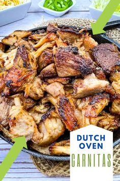 A bowlful of carnitas made in an Instant Precision Dutch oven. Dutch Oven Carnitas, Oven Carnitas, Dutch Oven Pork Chops, Carnitas Pork