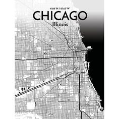 the chicago map in black and white