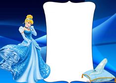 an image of a princess with blue dress and high heel shoes in front of a white sign