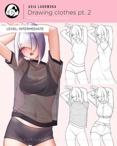 an anime character poses for drawing clothes