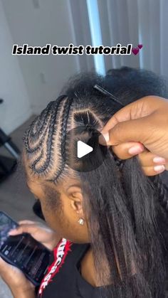 VoiceOfHair ®️ on Instagram: "The perfect summer hairstyle 😍 ⁣ Love this island twist tutorial by @stylezby_lexx🔥 She starts out with a knotless braid and then creates the twist👌🏾 The result is so pretty❤️ It’s definitely giving summer time vibes 🏖️ ⁣ Would you rock this? ✨ #voiceofhair⁣ ⁣ #miamibraids #miamibraider #fulanibraids #islandtwist #lemonadebraids #vacationhair #protectivestyles #stitchbraids #braidideas #buttlengthbraids #knotlessbraids #braidstyles #vacationhair" Feed In Braids Cornrows 2 Layers, Braid Twist Hairstyles For Black Women, Cute Hairstyles With No Braids, Women Braided Hairstyles Black, Stitch Braid Ponytail With Heart, Side Part Twist Braids, Easy Vacation Braids For Black Women, Protective Styles For Black Women Braids, Island Twist For Kids