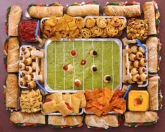 a football field made out of food