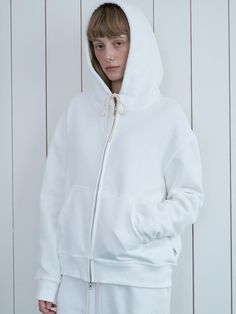 Color: whiteCountry of Origin : Republic of Korea White Zipper-closure Sweatshirt For Winter, White Zipper Sweatshirt For Winter, White Winter Sweatshirt With Zipper Closure, White Zippered Hoodie Sweatshirt, White Hooded Hoodie With Zipper Closure, White Zippered Sweatshirt For Fall, White Zipper Closure Sweatshirt For Fall, White Zipper Sweatshirt For Fall, Spring Hooded Jacket With Double-lined Hood For Everyday