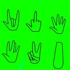 hand gestures drawn on a green background