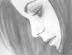 a pencil drawing of a woman's face