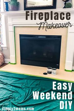 a fireplace makeover with easy weekend diy and green paint on the mantel