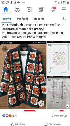 a crocheted jacket is shown on an instagram page with the caption in spanish