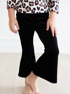 Girls Velvet Bell Bottoms - Allure Boutique WY Black Bell Bottoms, Short Sequin Skirt, Velvet Bell Bottoms, Scarf Coverup, Pom Pom Dress, Summer Tank Dress, Ruffle Bloomers, Bell Pants, Twirl Skirt