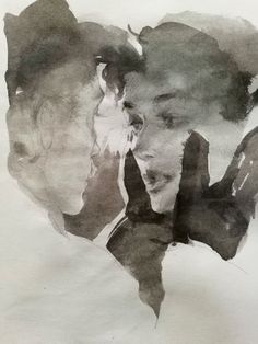 a black and white drawing of two people