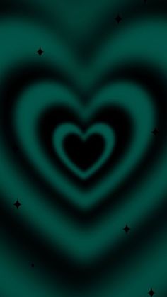 a heart shaped object with stars in the center on a black and teal background