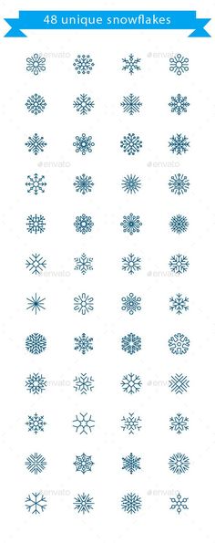 snowflakes are shown in blue and white