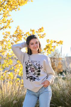 University seal sweatshirt Cream Sweatshirt, Texas A&m, Vibrant Green, Green Leaves, Texas, University, Cream, Sweatshirts