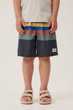 Bobby Board ShortCotton On Kids - Bobby Board Short - Phantom/Swag Green Multi StripeKids | Boys | Clothing | ShortsKids | Boys | Clothing | ShortsKids | Boys | Clothing | Shorts Short Waist, Boys Clothing, Cotton On, Board Shorts, Kids Boys, Boy's Clothing, Short Outfits, Casual Shorts, Tights