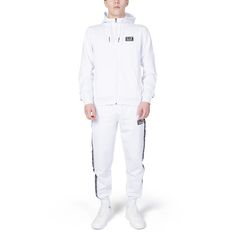 Brand: Ea7 Gender: Men Type: Tracksuits Season: Fall/Winter PRODUCT DETAIL • Color: black • Pattern: print • Fastening: with zip • Sleeves: long • Neckline: turtleneck COMPOSITION AND MATERIAL • Composition: -85% cotton -15% polyester White Tracksuit For Winter Streetwear, White Winter Tracksuit For Streetwear, White Fitted Tracksuit Sportswear, Men Type, Short Blouses, Skirt And Sneakers, Track Suit Men, Sweater Vest Women, Swimwear Outfit